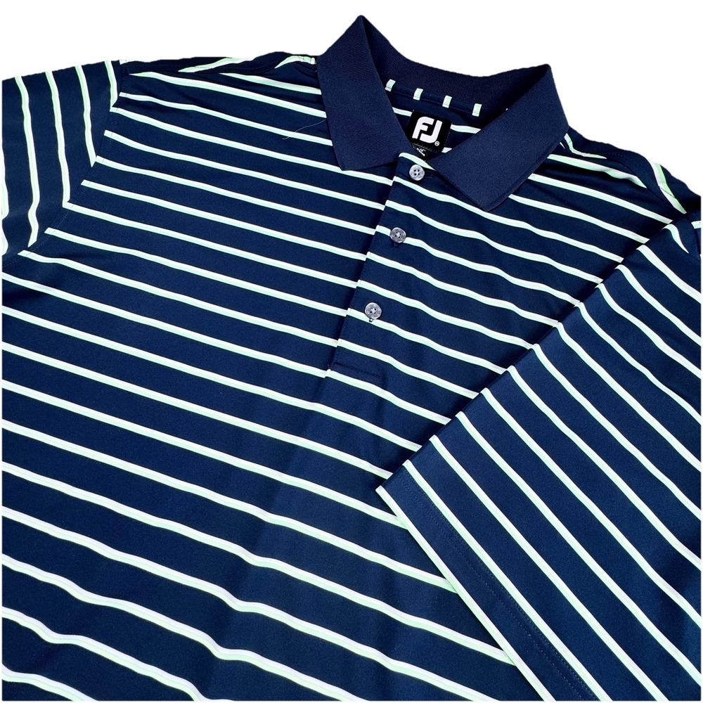 FootJoy FJ Golf‎ Polo Men XXL Navy Stripe Performance Short Sleeve